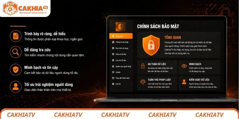 Giao diện chính sách bảo mật dữ liệu trực quan