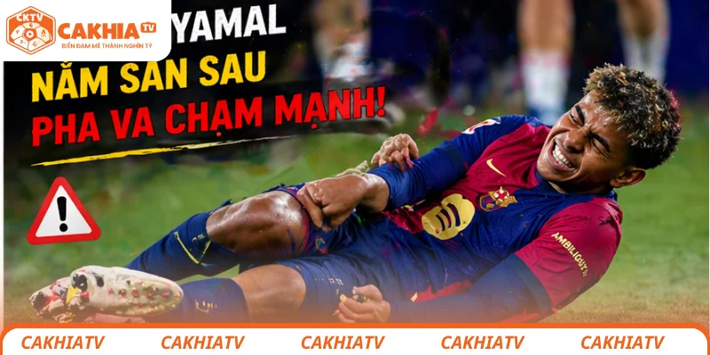 Lamine Yamal nằm sân sau pha va chạm mạnh